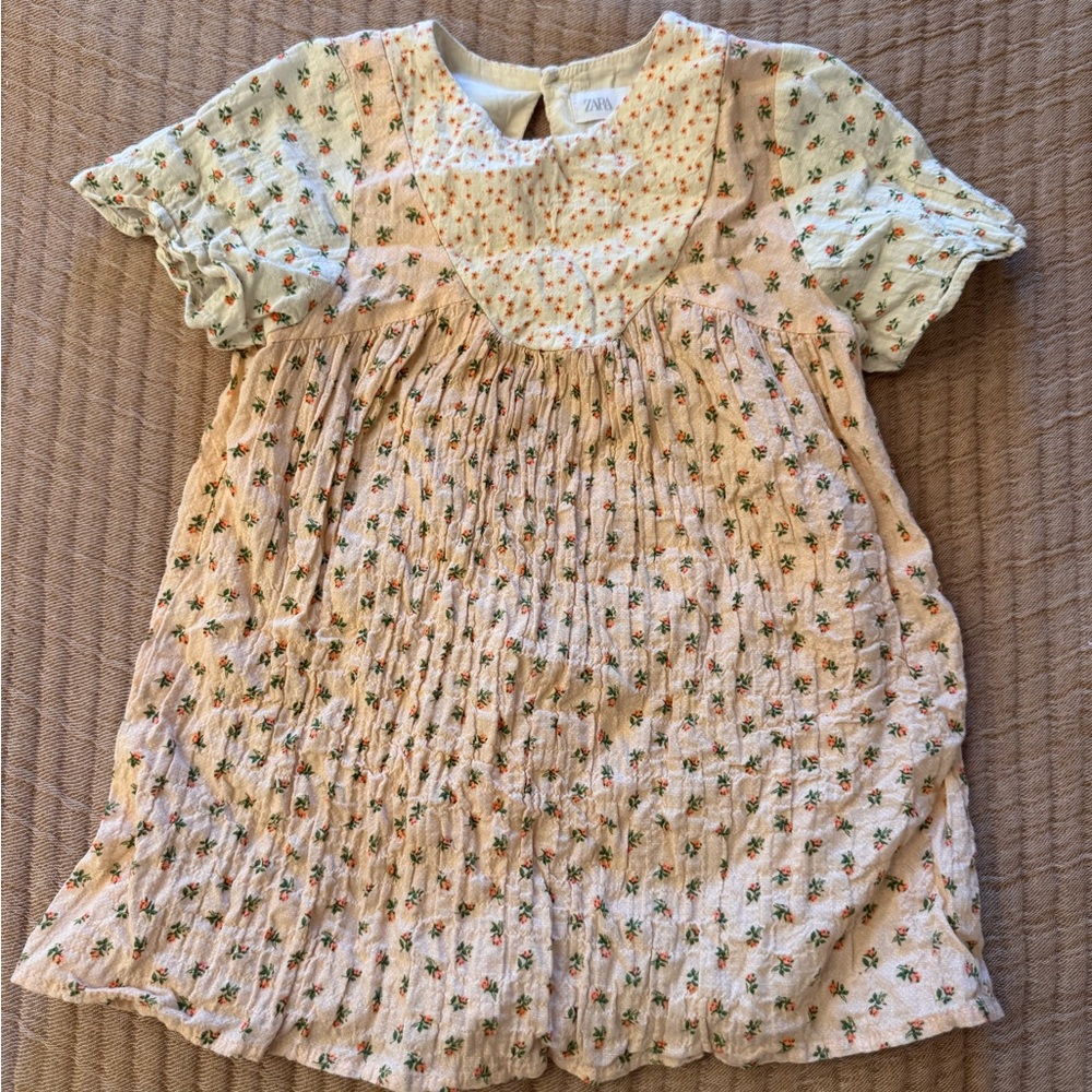 Zara Cream and Orange Floral Dress